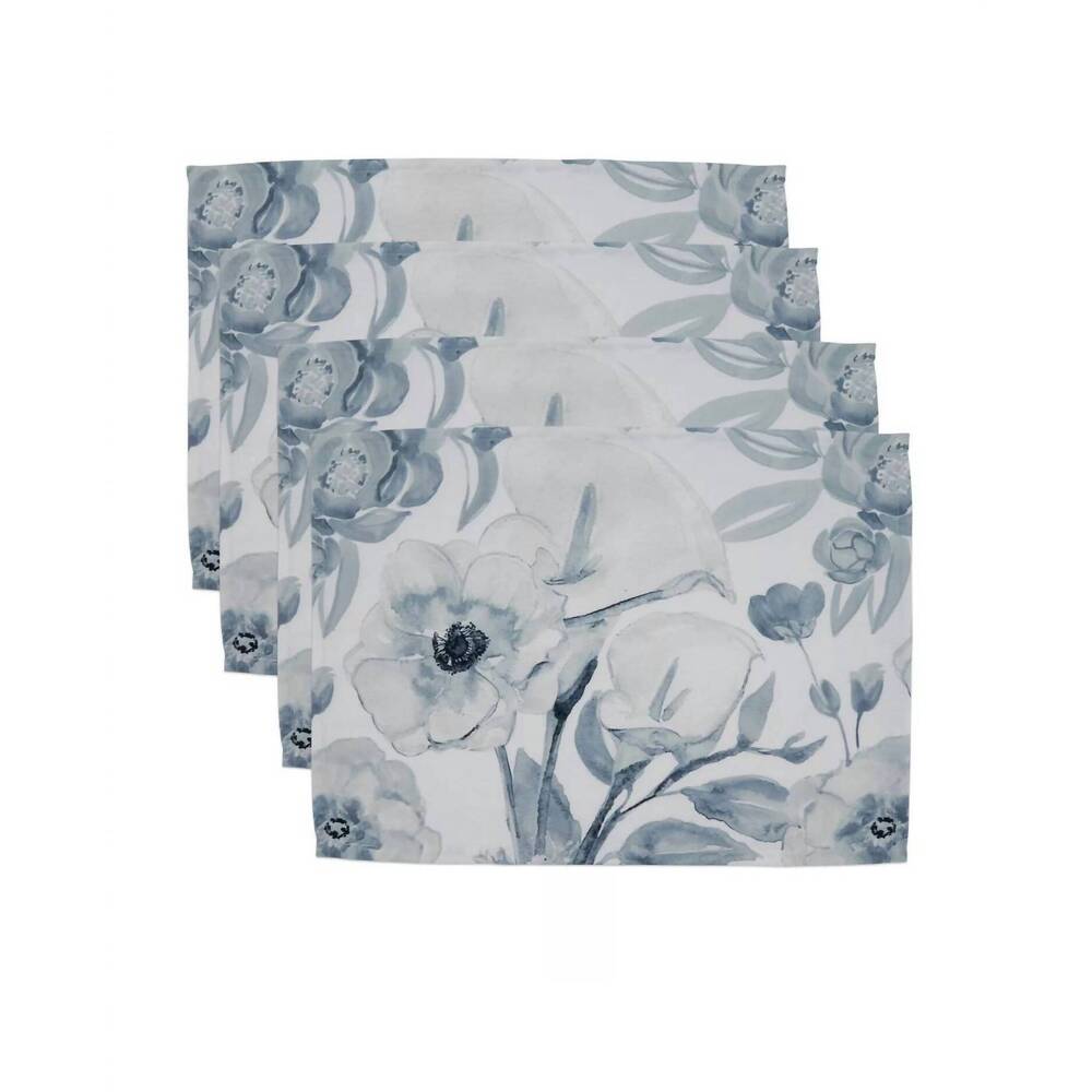 NEW SARO LIFESTYLE watercolor floral runner in blue-grey